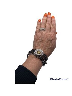 Sparkling Black Snap Jewelry Bracelet with silver balls & Sunflower Snap! VIDEO!